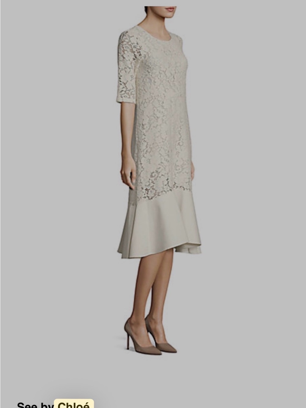 Cream SEE BY CHLOE summer  Lace Midi Dress Small